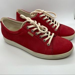 ECCO Women’s Leather Sneakers Red 38 - EUC